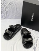 (LIKE NEW) CHANEL VELCRO DAD SANDALS SIZE 38 IN BLACK LAMBSKIN LEATHER