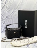 (LIKE NEW) MICROCHIP CHANEL 25 MINI HOBO CHAIN BAG IN BLACK CAVIAR LEATHER -FULL SET-