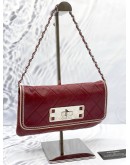 CHANEL 2.55 REISSUE EAST WEST FLAP SHOULDER BAG IN BURGUNDY LAMBSKIN LEATHER 