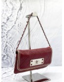 CHANEL 2.55 REISSUE EAST WEST FLAP SHOULDER BAG IN BURGUNDY LAMBSKIN LEATHER 