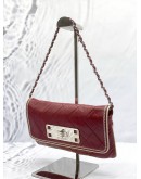 CHANEL 2.55 REISSUE EAST WEST FLAP SHOULDER BAG IN BURGUNDY LAMBSKIN LEATHER 
