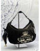 JUICY COUTURE Y2K HOBO BAG IN BLACK SUEDE LEATHER