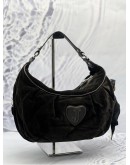 JUICY COUTURE Y2K HOBO BAG IN BLACK SUEDE LEATHER