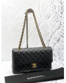 (LIKE NEW) CHANEL CLASSIC MEDIUM DOUBLE FLAP SHOULDER BAG IN BLACK LAMBSKIN LEATHER 