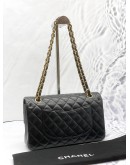 (LIKE NEW) CHANEL CLASSIC MEDIUM DOUBLE FLAP SHOULDER BAG IN BLACK LAMBSKIN LEATHER 