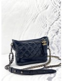 CHANEL SMALL GABRIELLE SHOULDER AND CROSSBODY BAG IN BLACK AGED CALFSKIN LEATHER