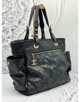 (CLEAR STOCK) CHANEL PARIS BIARRITZ TOTE BAG IN BLACK LEATHER WITH CANVAS