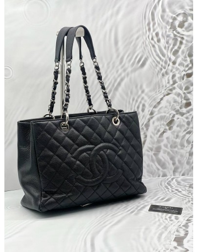 (CNY PROMO) CHANEL GST GRAND SHOPPING TOTE BAG IN BLACK CAVIAR LEATHER