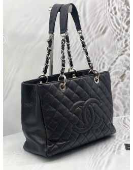 (CNY PROMO) CHANEL GST GRAND SHOPPING TOTE BAG IN BLACK CAVIAR LEATHER