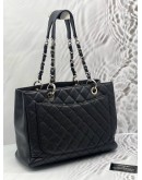 (CNY PROMO) CHANEL GST GRAND SHOPPING TOTE BAG IN BLACK CAVIAR LEATHER