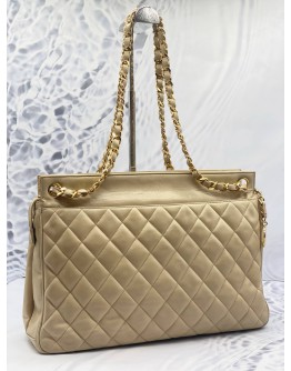 CHANEL COCO BALL TOTE SHOULDER BAG IN BEIGE LAMBSKIN LEATHER