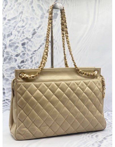 CHANEL COCO BALL TOTE SHOULDER BAG IN BEIGE LAMBSKIN LEATHER