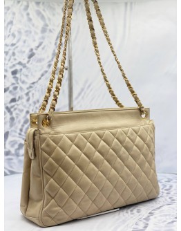 CHANEL COCO BALL TOTE SHOULDER BAG IN BEIGE LAMBSKIN LEATHER
