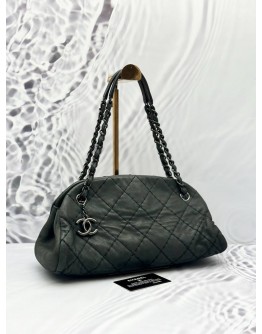 (CNY SALE) CHANEL SMALL MADEMOISELLE SHOULDER BAG IN OLIVE GREEN IRIDESCENT AGED CALFSKIN LEATHER 
