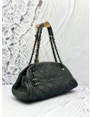 (CNY SALE) CHANEL SMALL MADEMOISELLE SHOULDER BAG IN OLIVE GREEN IRIDESCENT AGED CALFSKIN LEATHER 