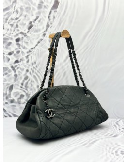 (CNY SALE) CHANEL SMALL MADEMOISELLE SHOULDER BAG IN OLIVE GREEN IRIDESCENT AGED CALFSKIN LEATHER 