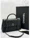 (LIKE NEW) CHANEL COCO MEDIUM TOP HANDLE BAG WITH LIZARD HANDLE IN BLACK CAVIAR LEATHER -FULL SET-