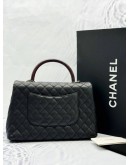 (LIKE NEW) CHANEL COCO MEDIUM TOP HANDLE BAG WITH LIZARD HANDLE IN BLACK CAVIAR LEATHER -FULL SET-