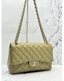 CHANEL CLASSIC JUMBO DOUBLE FLAP SHOULDER BAG IN BEIGE CAVIAR LEATHER