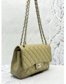 CHANEL CLASSIC JUMBO DOUBLE FLAP SHOULDER BAG IN BEIGE CAVIAR LEATHER