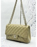 CHANEL CLASSIC JUMBO DOUBLE FLAP SHOULDER BAG IN BEIGE CAVIAR LEATHER