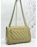 CHANEL CLASSIC JUMBO DOUBLE FLAP SHOULDER BAG IN BEIGE CAVIAR LEATHER
