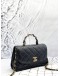 CHANEL MINI TOP HANDLE FLAP BAG IN BLACK CRUMPLED LAMBSKIN LEATHER