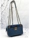 CHANEL FRONT POCKET CC CAMERA SHOULDER BAG IN BLUE LAMBSKIN LEATHER
