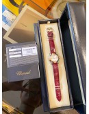 (LIKE NEW) 2023 CHOPARD HAPPY SPORT DIAMOND SOLID ROSE GOLD BEZEL REF 278509-6002 MOTHER OF PEARL DIAMOND DIAL 30MM QUARTZ WATCH -FULL SET-