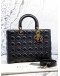 (LIKE NEW) CHRISTIAN DIOR LARGE LADY DIOR IN BLACK CANNAGE LAMBSKIN LEATHER