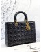 (LIKE NEW) CHRISTIAN DIOR LARGE LADY DIOR IN BLACK CANNAGE LAMBSKIN LEATHER