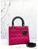 (LIKE NEW) CHRISTIAN DIOR MEDIUM LADY DIOR IN TRI COLOR CANNAGE LAMBSKIN LEATHER