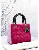 (LIKE NEW) CHRISTIAN DIOR MEDIUM LADY DIOR IN TRI COLOR CANNAGE LAMBSKIN LEATHER
