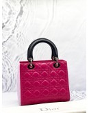 (LIKE NEW) CHRISTIAN DIOR MEDIUM LADY DIOR IN TRI COLOR CANNAGE LAMBSKIN LEATHER