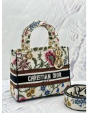 (LIKE NEW) CHRISTIAN DIOR MEDIUM LADY DIOR D-LITE IN MULTICOLOR FLORAL EMBROIDERED CANVAS
