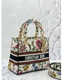 (LIKE NEW) CHRISTIAN DIOR MEDIUM LADY DIOR D-LITE IN MULTICOLOR FLORAL EMBROIDERED CANVAS