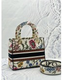 (LIKE NEW) CHRISTIAN DIOR MEDIUM LADY DIOR D-LITE IN MULTICOLOR FLORAL EMBROIDERED CANVAS