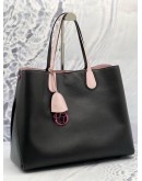 CHRISTIAN DIOR DIORADDICT TOTE SHOULDER BAG IN BLACK WITH LIGHT PINK CALFSKIN LEATHER