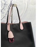 CHRISTIAN DIOR DIORADDICT TOTE SHOULDER BAG IN BLACK WITH LIGHT PINK CALFSKIN LEATHER