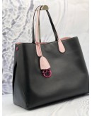 CHRISTIAN DIOR DIORADDICT TOTE SHOULDER BAG IN BLACK WITH LIGHT PINK CALFSKIN LEATHER