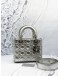 CHRISTIAN DIOR SMALL LADY DIOR MY ABCDIOR IN SILVER METALLIC CALFSKIN LEATHER 