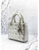 CHRISTIAN DIOR SMALL LADY DIOR MY ABCDIOR IN SILVER METALLIC CALFSKIN LEATHER 