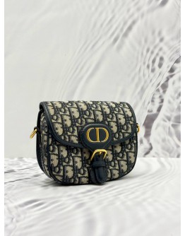 CHRISTIAN DIOR MICRO DIOR BOBBY CROSSBODY BAG IN BLUE DIOR OBLIQUE JACQUARD WITH CALFSKIN LEATHER