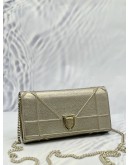 CHRISTIAN DIOR DIORAMA WALLET ON CHAIN IN GOLD LEATHER
