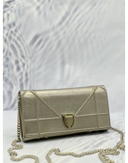 CHRISTIAN DIOR DIORAMA WALLET ON CHAIN IN GOLD LEATHER