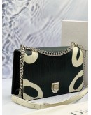 CHRISTIAN DIOR DIORAMA SHOULDER BAG IN BLACK AND WHITE LEATHER WITH PRINTED PATCHWORK -FULL SET-