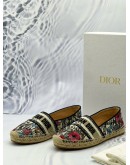(LIKE NEW) CHRISTIAN DIOR GRANVILLE ESPADRILLES SIZE 39 IN MULTICOLOR FLORAL EMBROIDERED COTTON -FULL SET- 