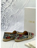 (LIKE NEW) CHRISTIAN DIOR GRANVILLE ESPADRILLES SIZE 39 IN MULTICOLOR FLORAL EMBROIDERED COTTON -FULL SET- 
