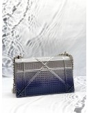 CHRISTIAN DIOR DIORAMA MEDIUM IN METALLIC OMBRE SILVER WITH BLUE MICROCANNAGE CALFSKIN LEATHER