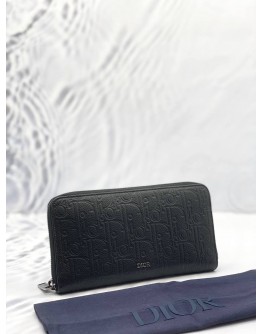 (LIKE NEW) CHRISTIAN DIOR ZIPPED LONG WALLET IN BLACK DIOR GRAVITY LEATHER